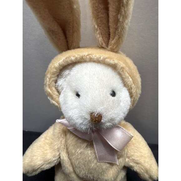 Vintage Ganz 1995 Hops Plush Bunny Toy With Bow & Embroidered Features - Picture 3 of 9